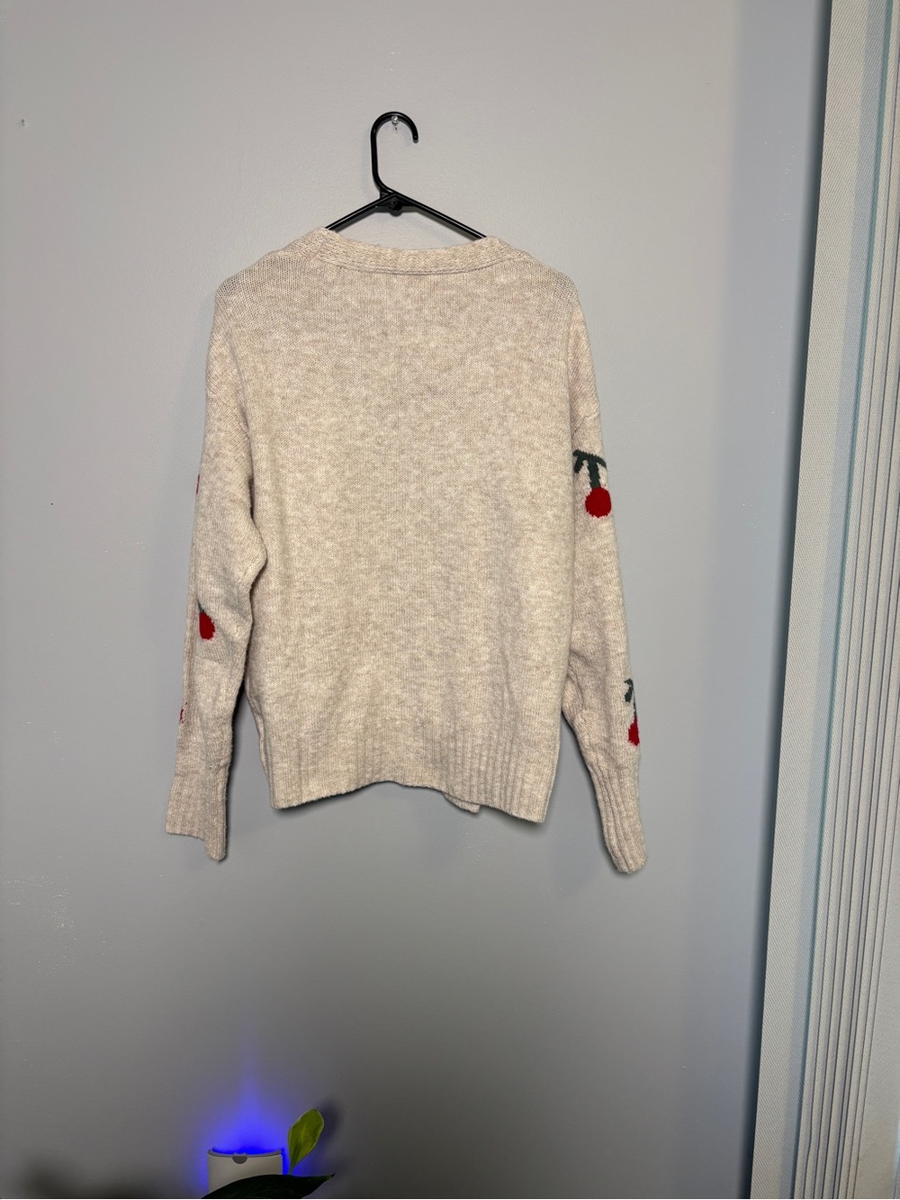 Cream Cherry Button-Up Cardigan Sweater - Picture 3 of 3